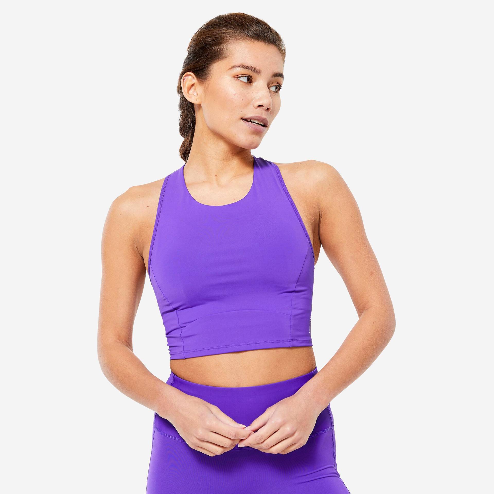 Sport-bh - Cardio Damen Violett Bedruckt XL von DOMYOS