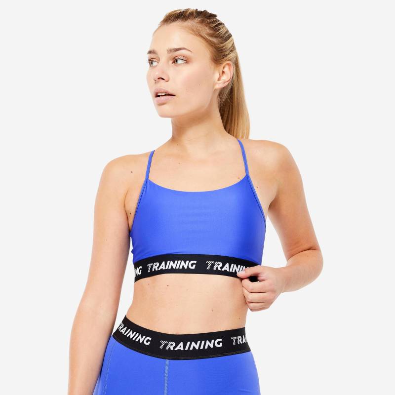 Sport-bh - Cardio Damen Blau Bedruckt XS von DOMYOS