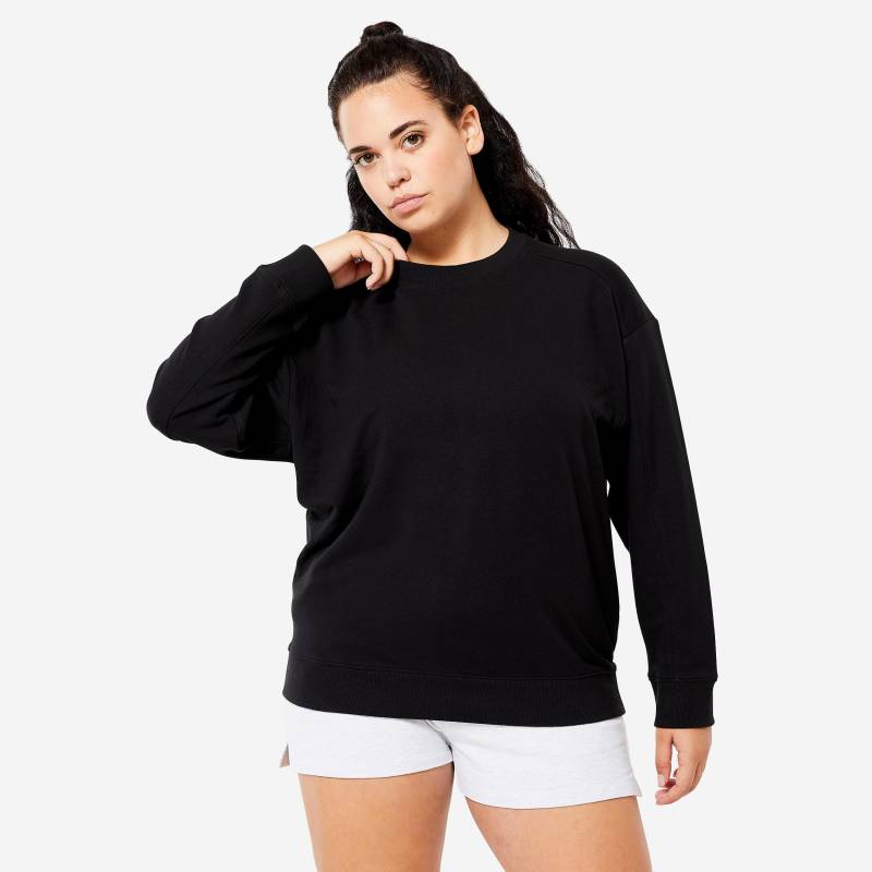 Sweatshirt - Basic Damen Schwarz Leicht 52/2XL von DOMYOS