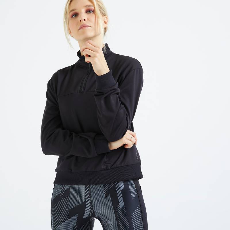 Sweatshirt - Basic Damen Schwarz Leicht 36 von DOMYOS