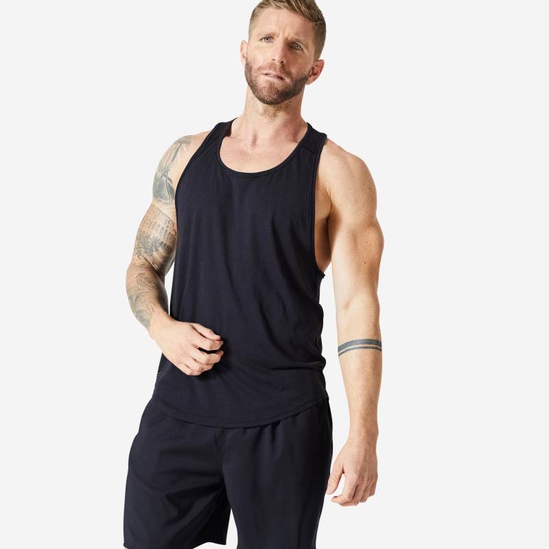 Tanktop - Stringer Performance Herren Schwarz Leicht 52/2XL von DOMYOS