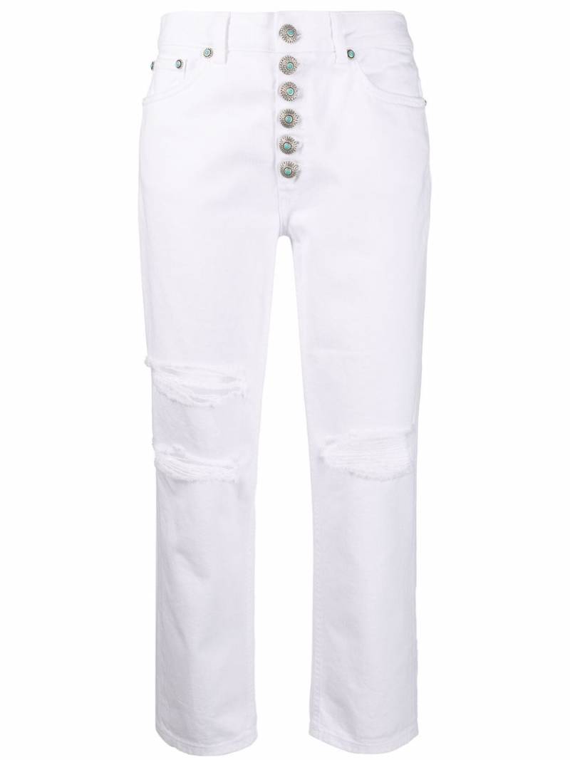 DONDUP Koons distressed cropped jeans - White von DONDUP