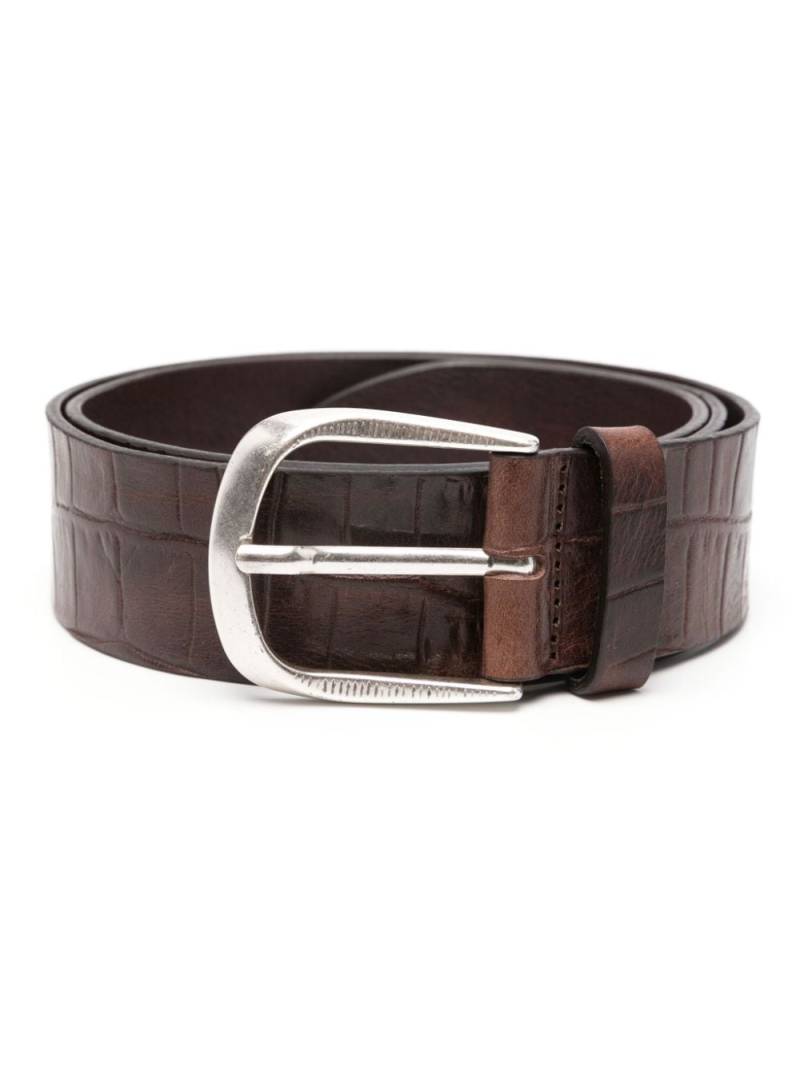 DONDUP embossed-crocodile leather belt - Brown von DONDUP