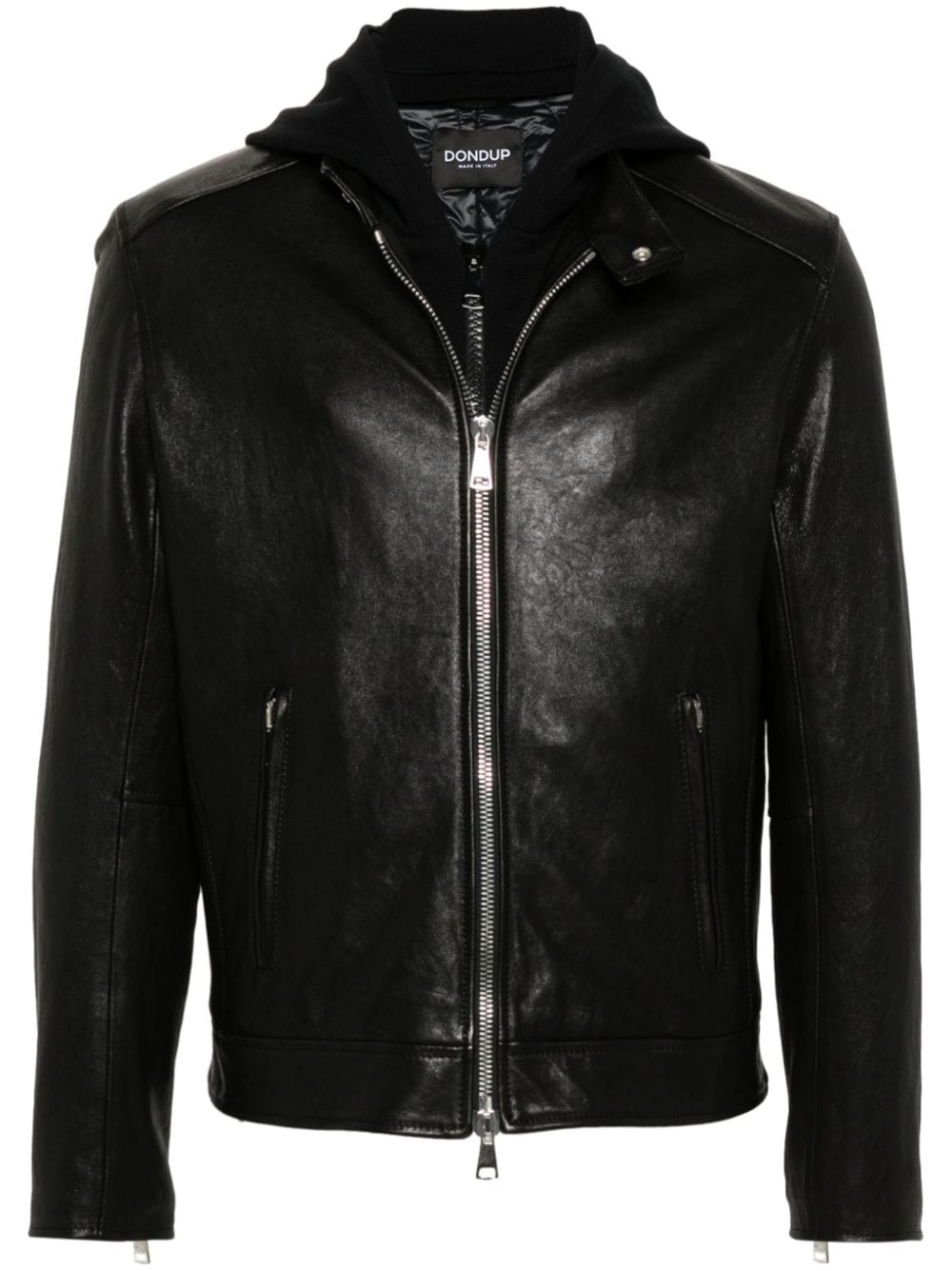 DONDUP hooded leather jacket - Black von DONDUP