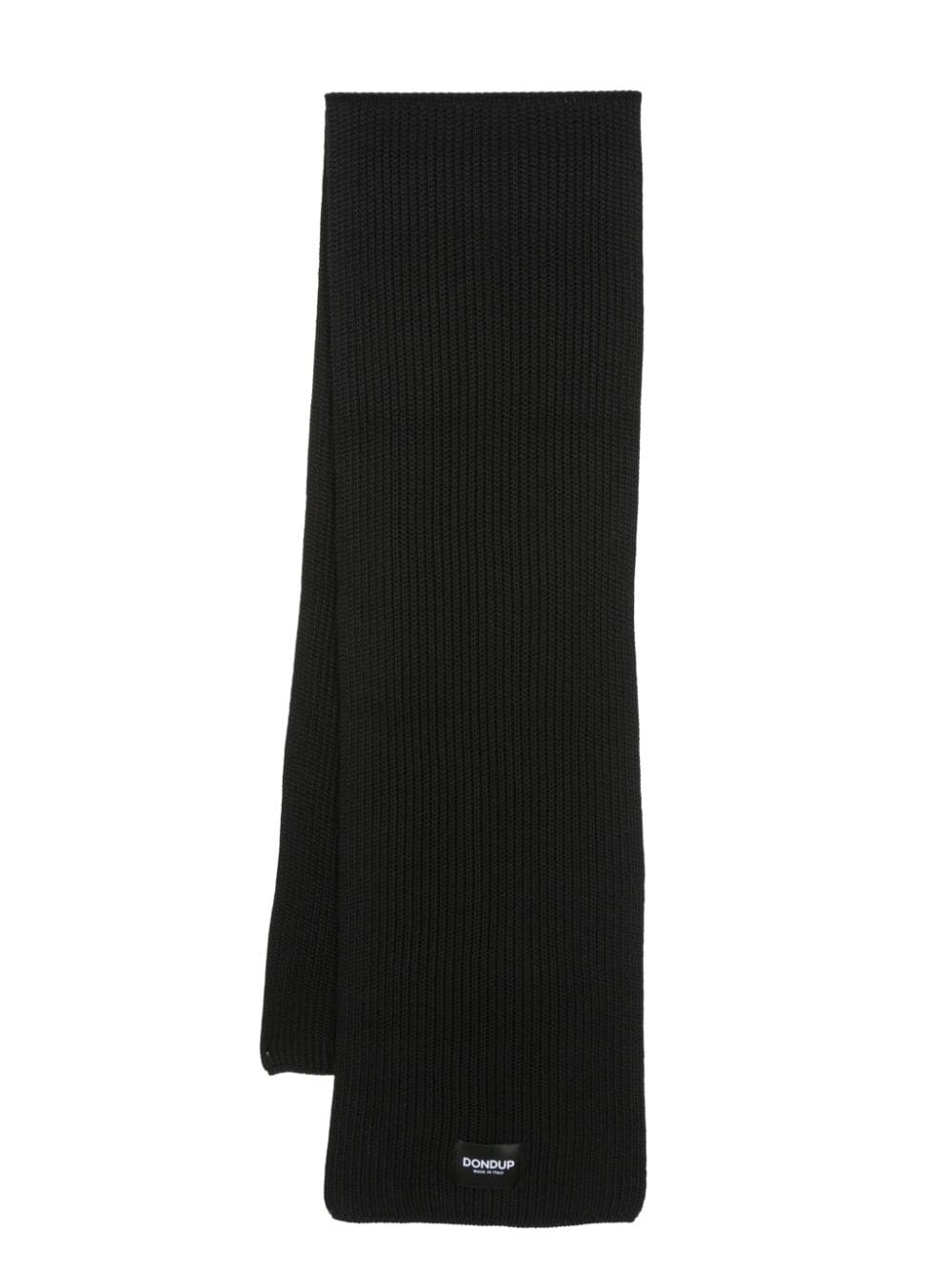 DONDUP logo-patch ribbed-knit scarf - Black von DONDUP