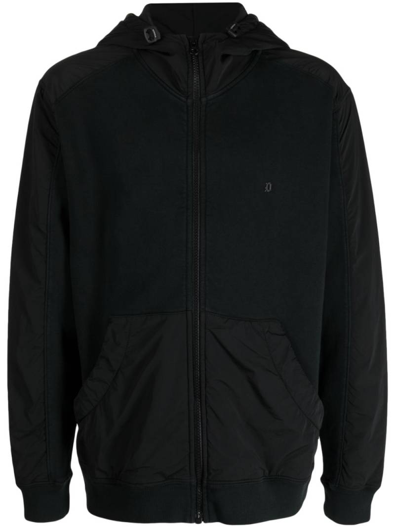 DONDUP logo-plaque panelled hooded jacket - Black von DONDUP