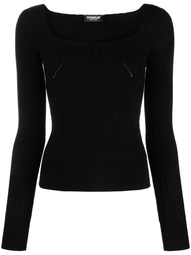 DONDUP panelled ribbed-knit long-sleeve top - Black von DONDUP