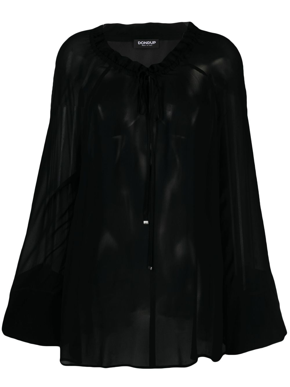 DONDUP tie-neck semi-sheer blouse - Black von DONDUP