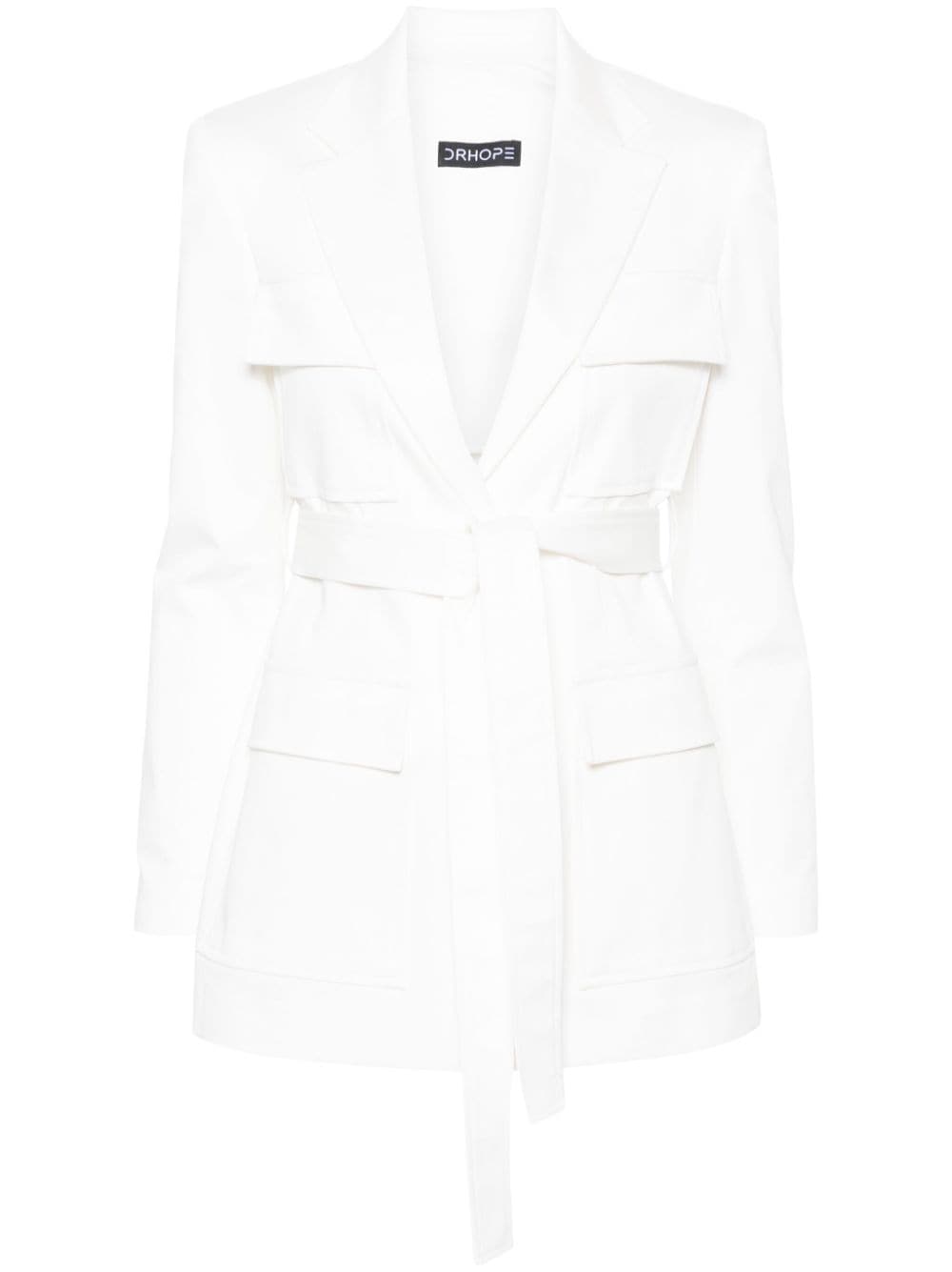 DRHOPE belted single-breasted jacket - White von DRHOPE