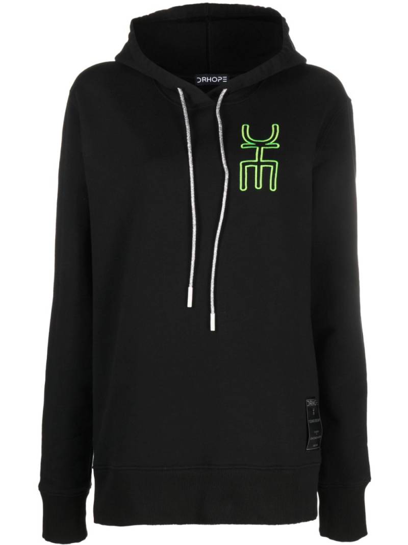 DRHOPE logo-embroidered cotton hoodie - Black von DRHOPE