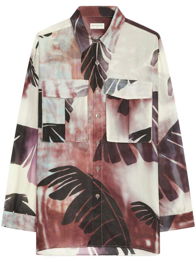 DRIES VAN NOTEN Printed oversized silk shirt - Neutrals von DRIES VAN NOTEN