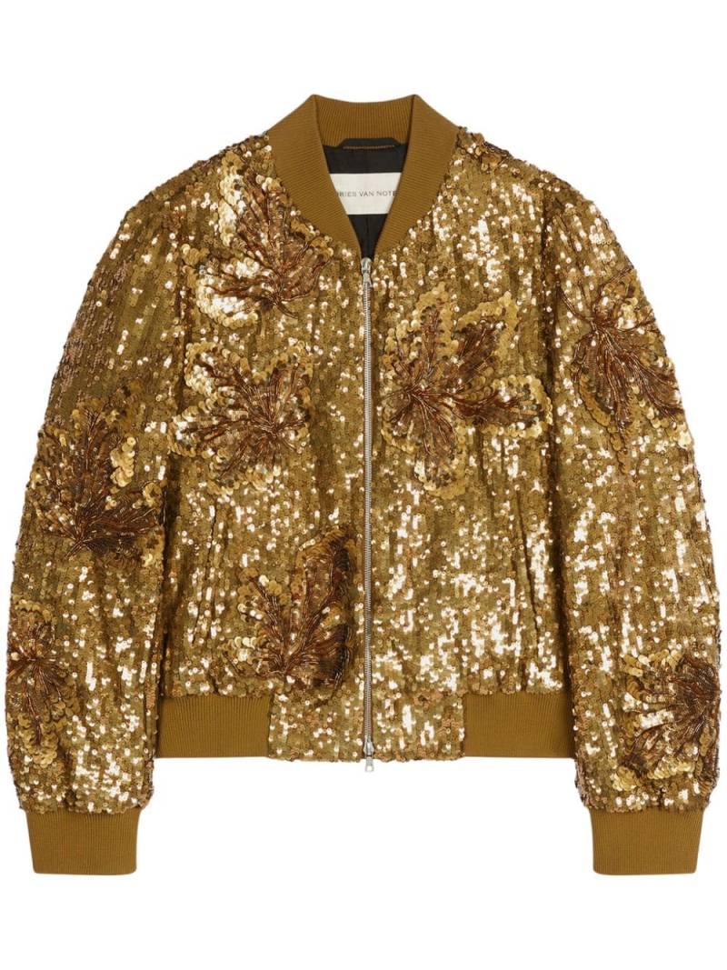 DRIES VAN NOTEN Sequin bomber jacket - Gold von DRIES VAN NOTEN