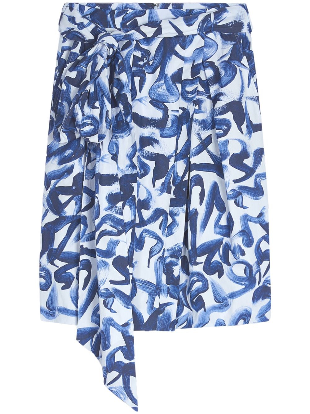 DRIES VAN NOTEN abstract-print cotton midi skirt - Blue von DRIES VAN NOTEN