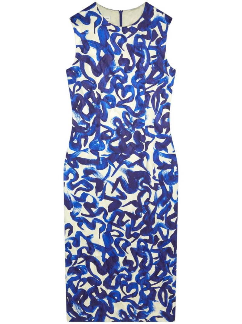 DRIES VAN NOTEN abstract-print midi dress - Blue von DRIES VAN NOTEN