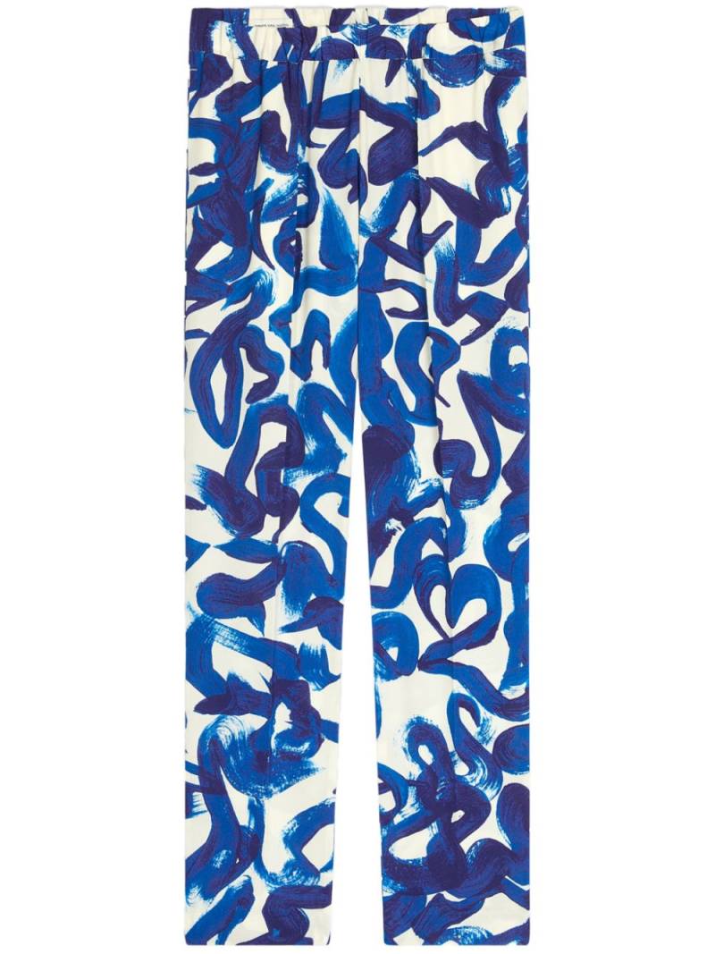 DRIES VAN NOTEN abstract print slim-fit trousers - White von DRIES VAN NOTEN