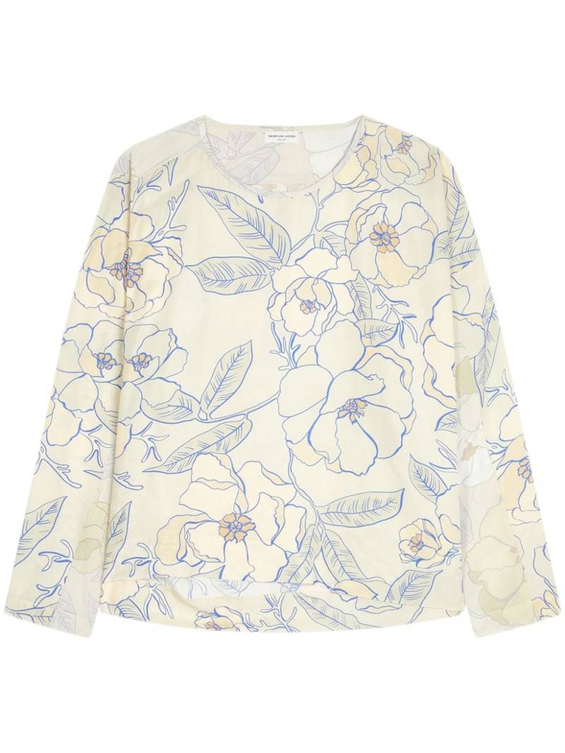 DRIES VAN NOTEN asymmetric floral-print blouse - Neutrals von DRIES VAN NOTEN