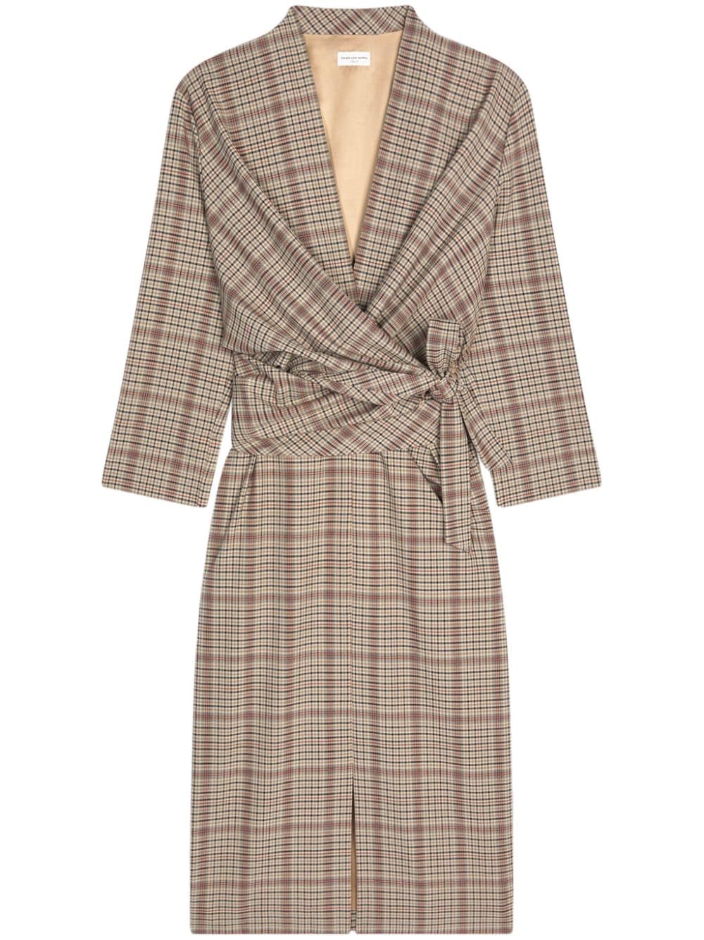 DRIES VAN NOTEN check-pattern midi dress - Neutrals von DRIES VAN NOTEN