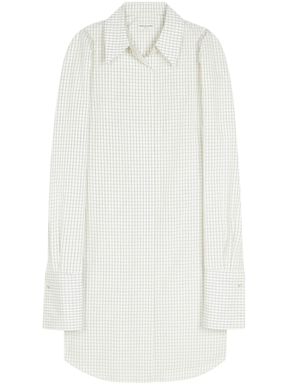 DRIES VAN NOTEN check pattern shirt dress - White von DRIES VAN NOTEN