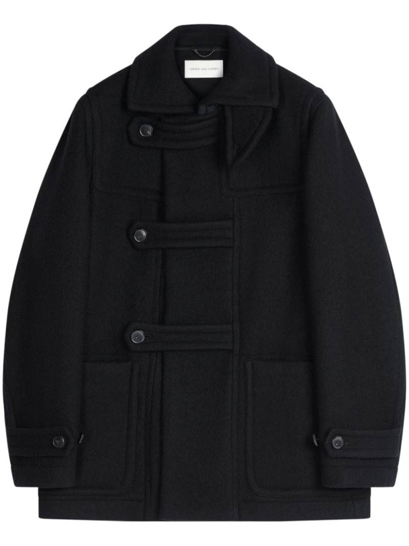 DRIES VAN NOTEN cropped virgin-wool duffle coat - Black von DRIES VAN NOTEN