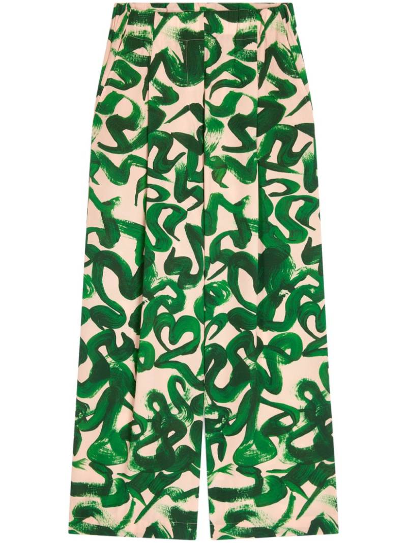 DRIES VAN NOTEN floral-print flared trousers - Green von DRIES VAN NOTEN