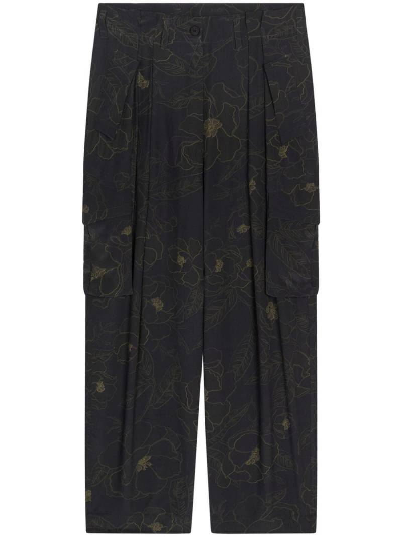 DRIES VAN NOTEN floral-print silk trousers - Black von DRIES VAN NOTEN