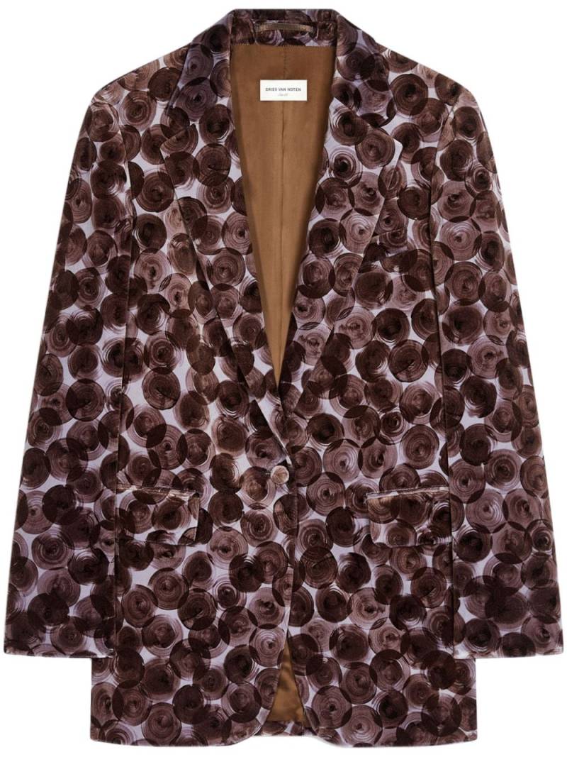 DRIES VAN NOTEN floral-print velvet blazer - Purple von DRIES VAN NOTEN