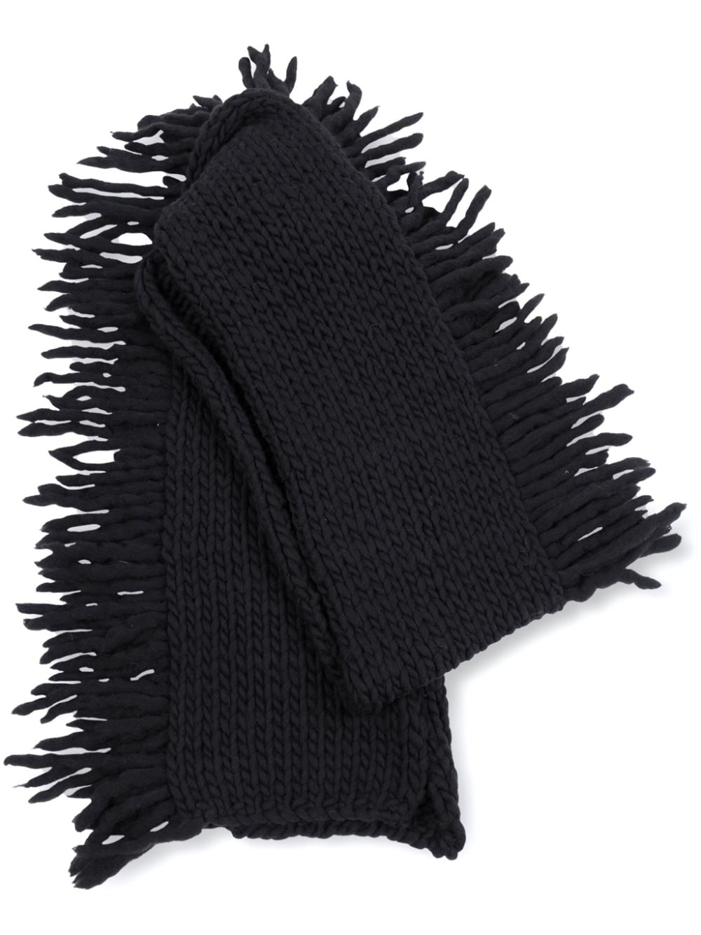 DRIES VAN NOTEN fringed wool scarf - Black von DRIES VAN NOTEN