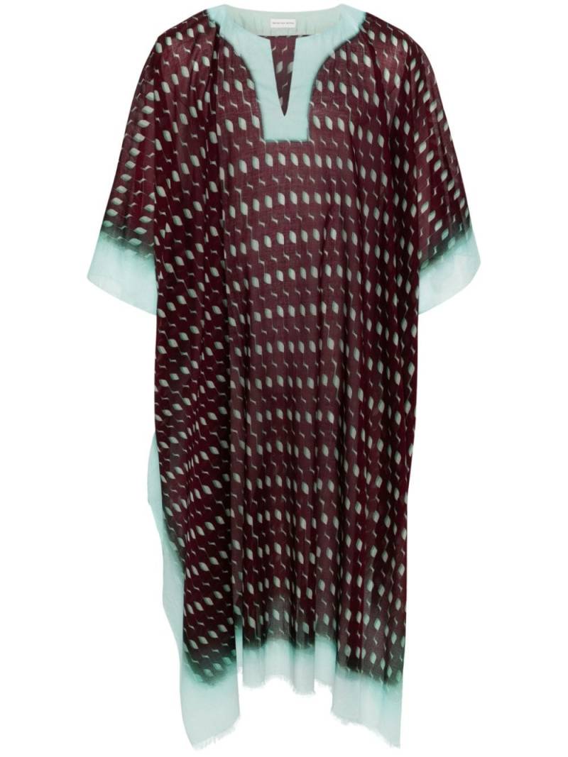 DRIES VAN NOTEN graphic-print maxi kaftan - Brown von DRIES VAN NOTEN