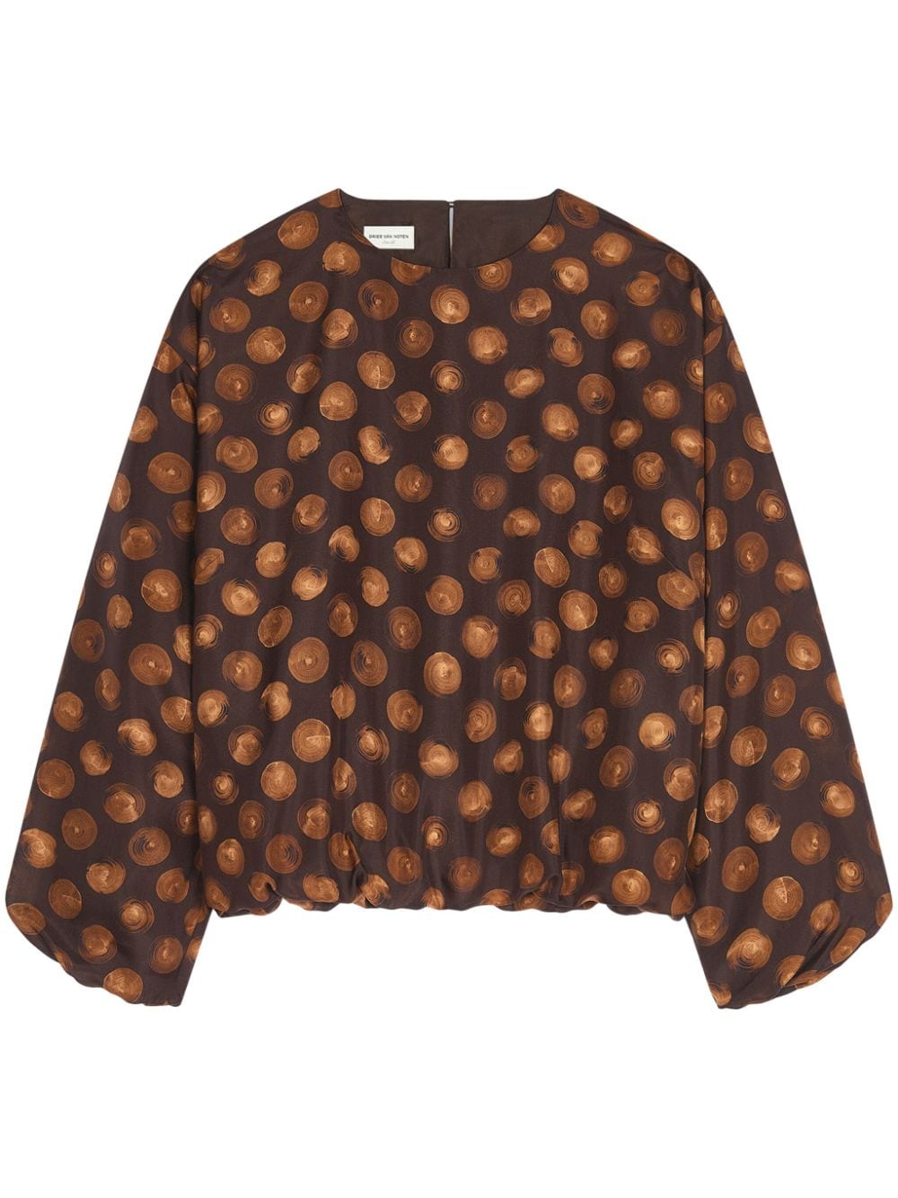 DRIES VAN NOTEN graphic-print silk blouse - Brown von DRIES VAN NOTEN