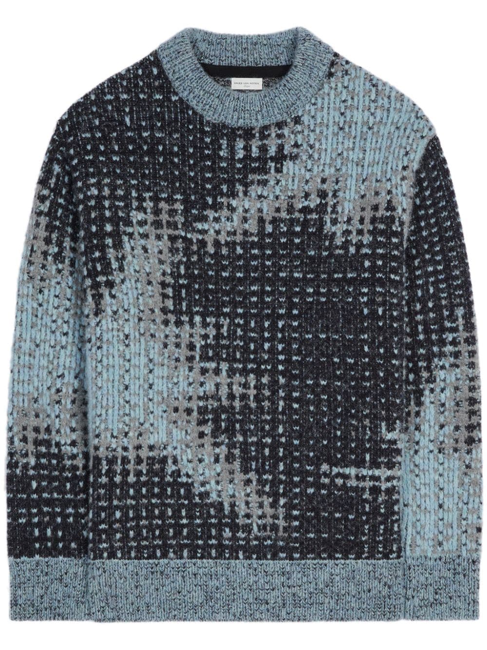 DRIES VAN NOTEN graphic-print wool jumper - Blue von DRIES VAN NOTEN