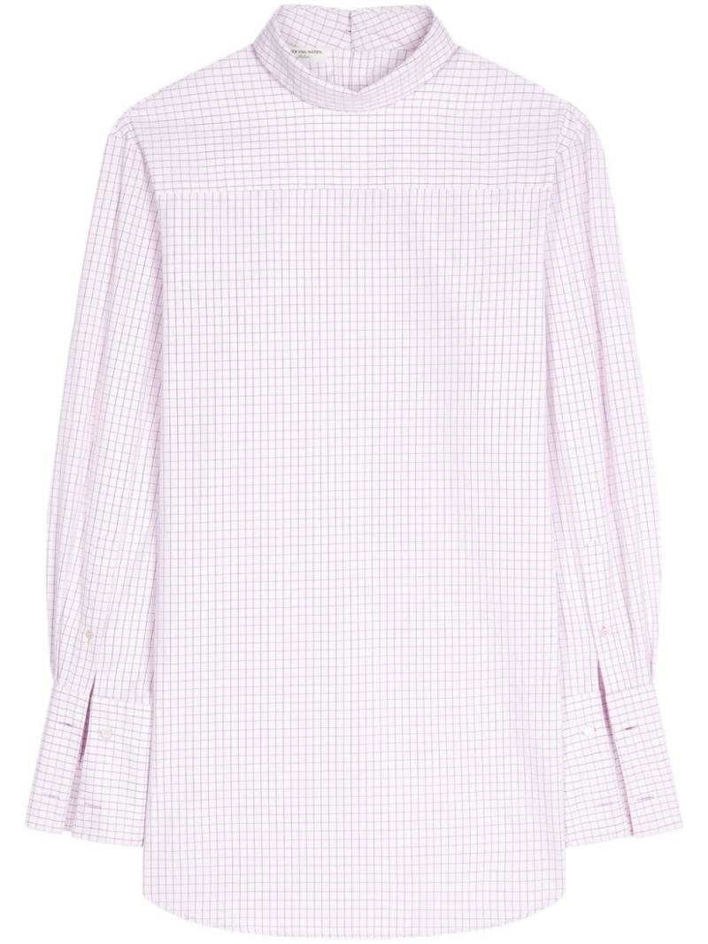 DRIES VAN NOTEN grid mock-neck cotton shirt - Pink von DRIES VAN NOTEN