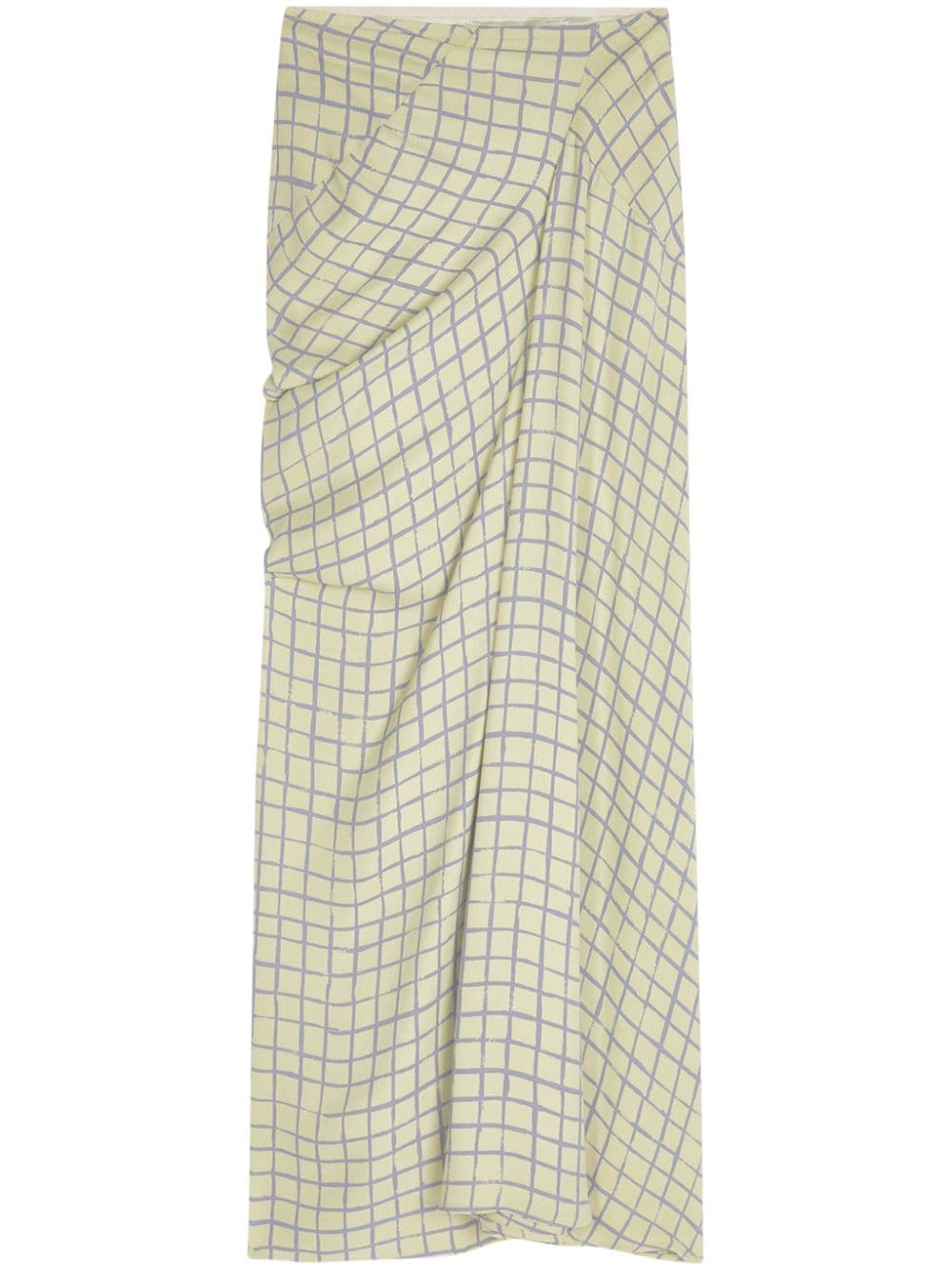 DRIES VAN NOTEN grid-print draped skirt - Neutrals von DRIES VAN NOTEN