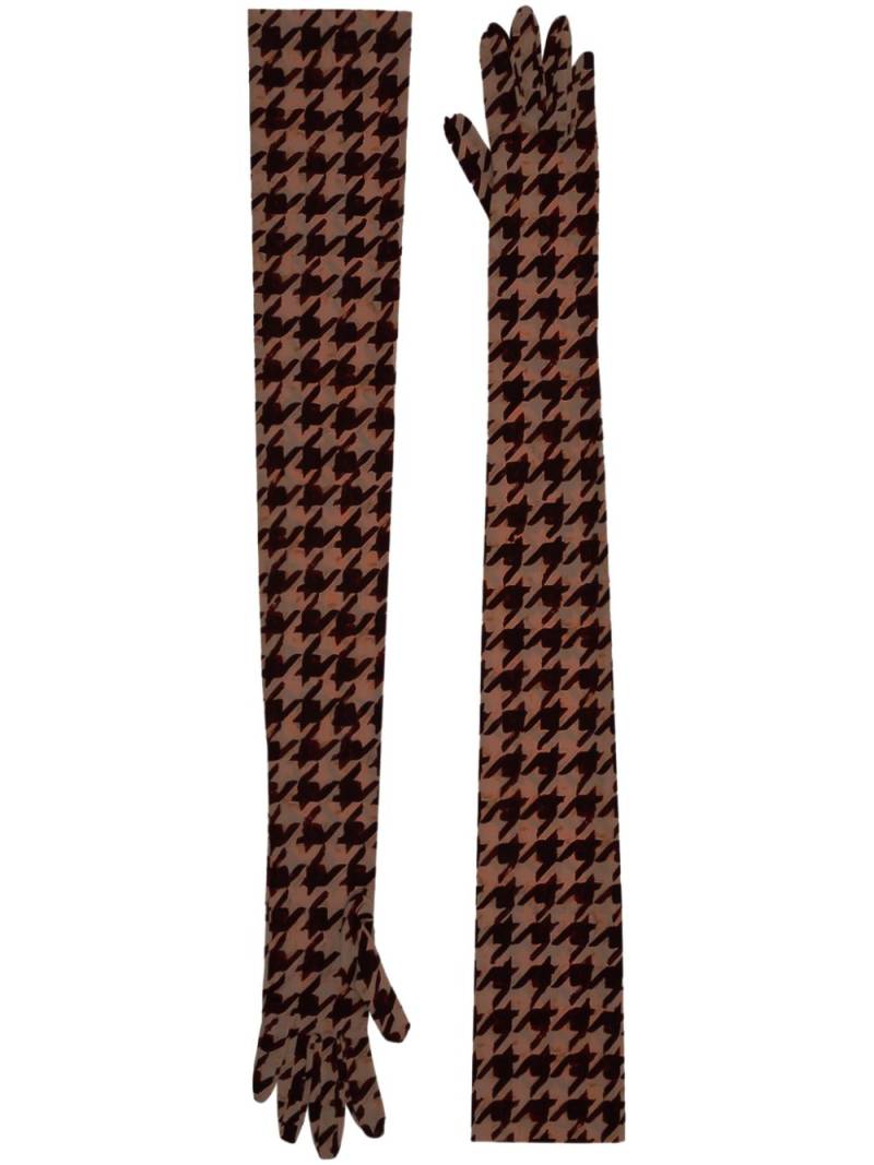 DRIES VAN NOTEN houndstooth-pattern gloves - Brown von DRIES VAN NOTEN