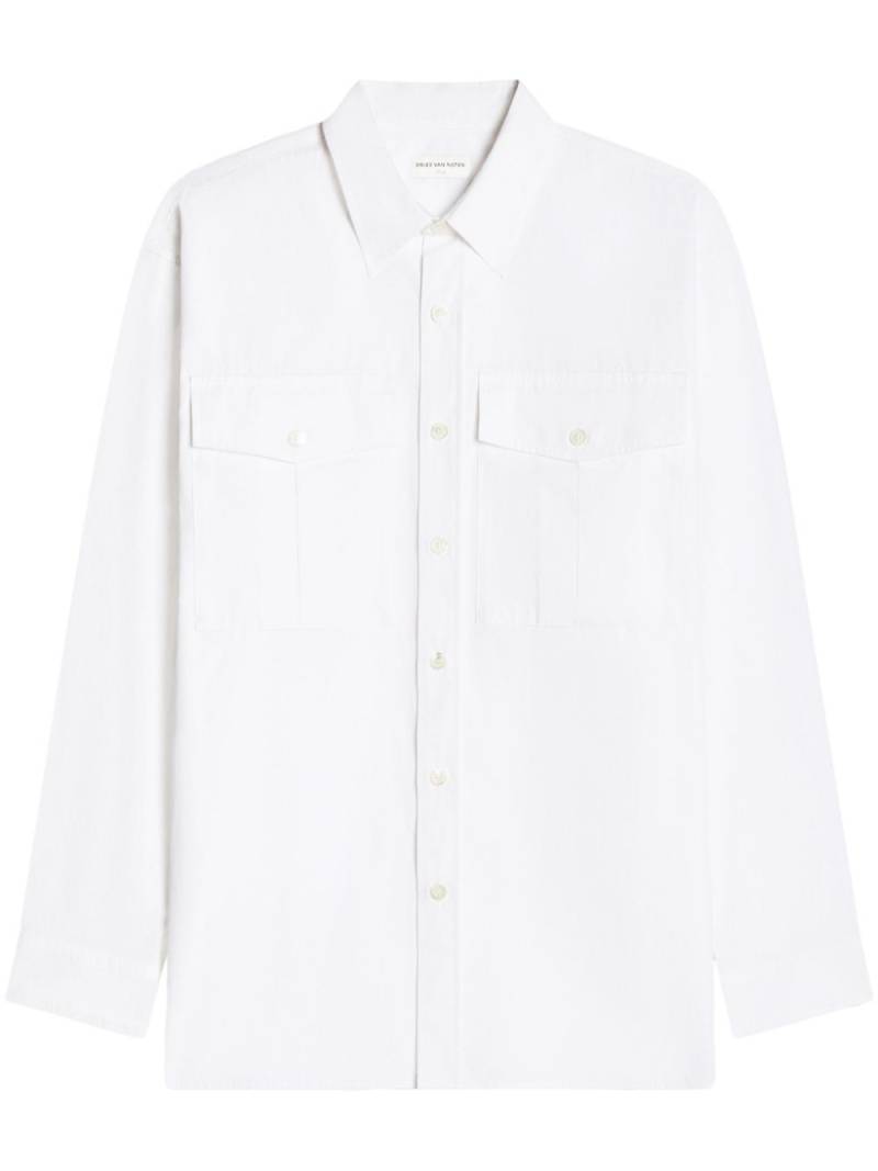 DRIES VAN NOTEN long-sleeve cotton shirt - White von DRIES VAN NOTEN