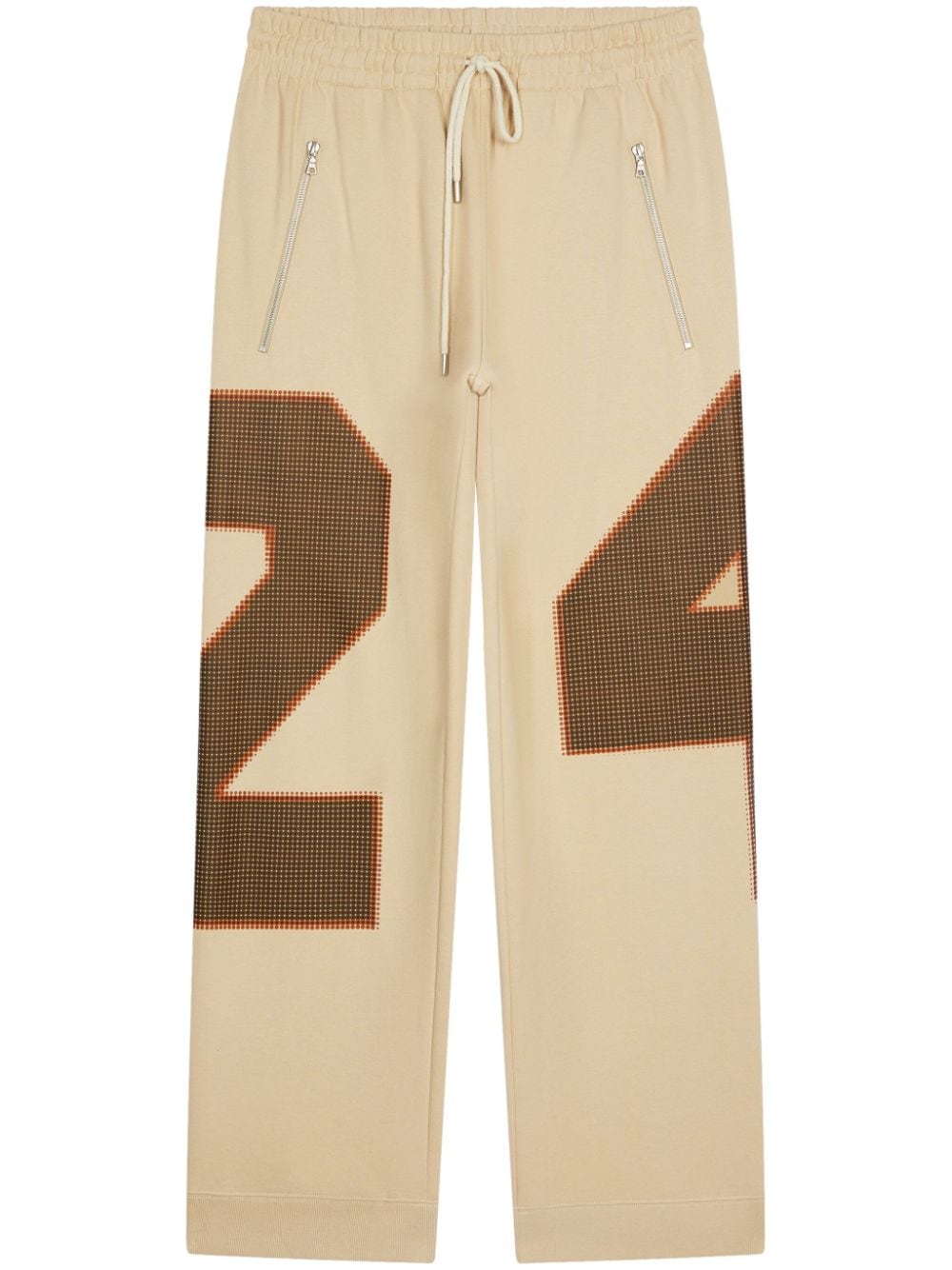 DRIES VAN NOTEN number-print cotton track pants - Neutrals von DRIES VAN NOTEN