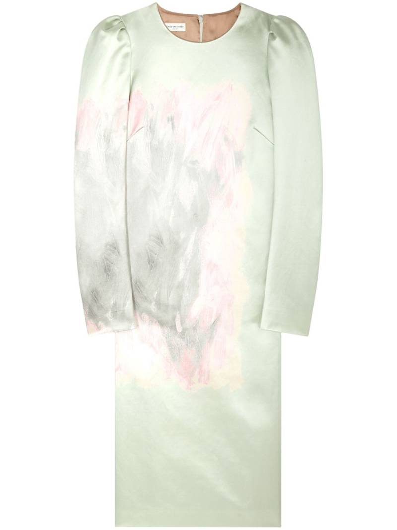 DRIES VAN NOTEN paint stroke-print silk dress - Green von DRIES VAN NOTEN