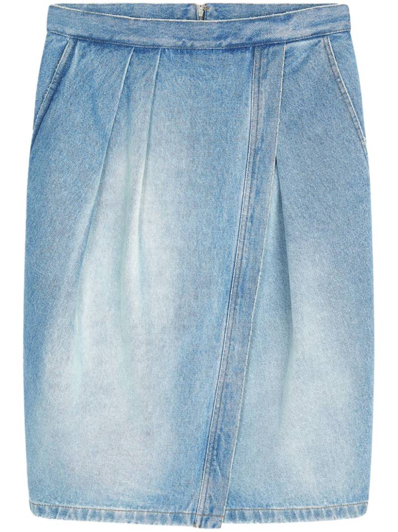 DRIES VAN NOTEN pleat-detailing denim midi skirt - Blue von DRIES VAN NOTEN