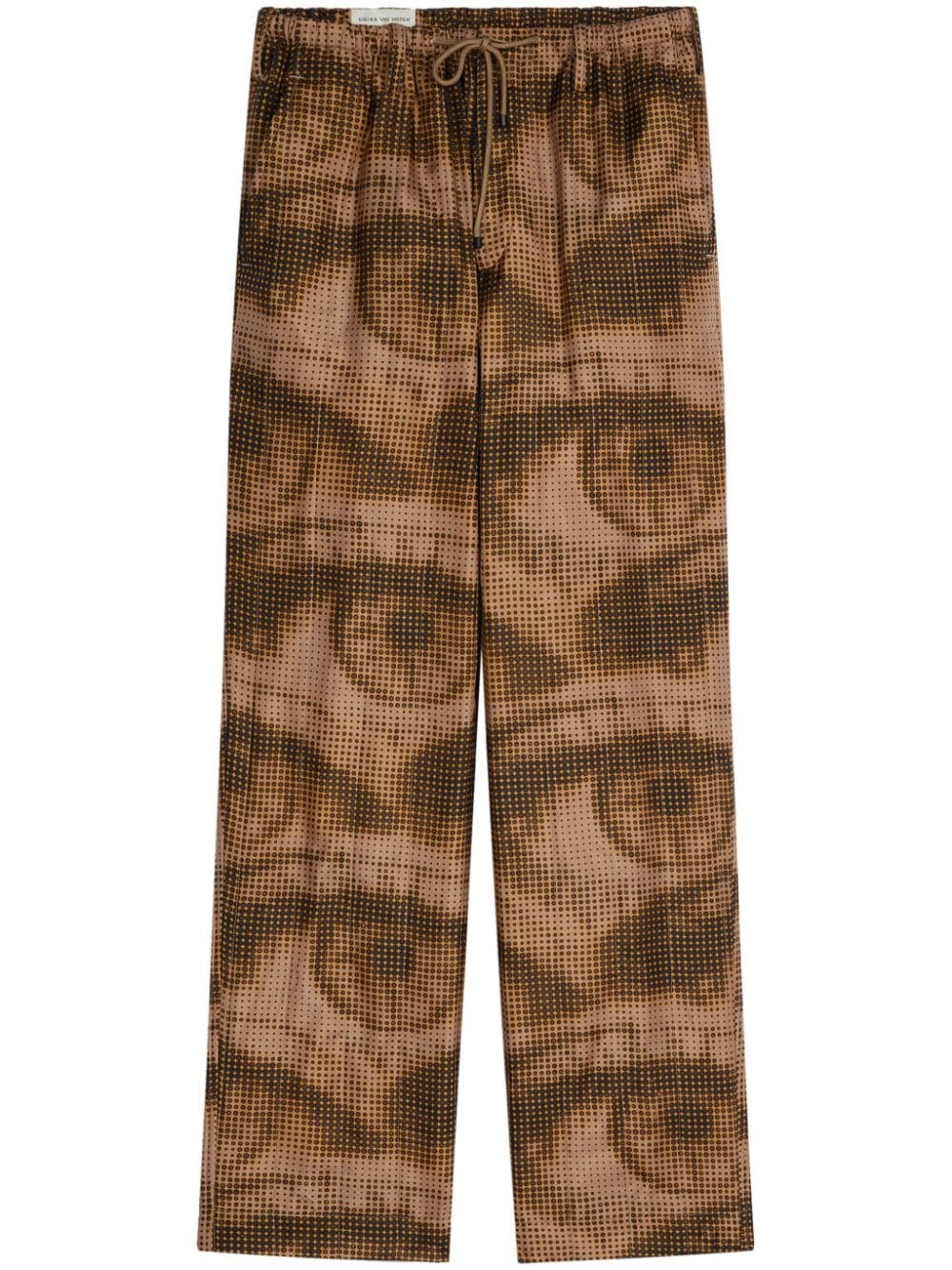 DRIES VAN NOTEN printed drawstring-waist trousers - Brown von DRIES VAN NOTEN