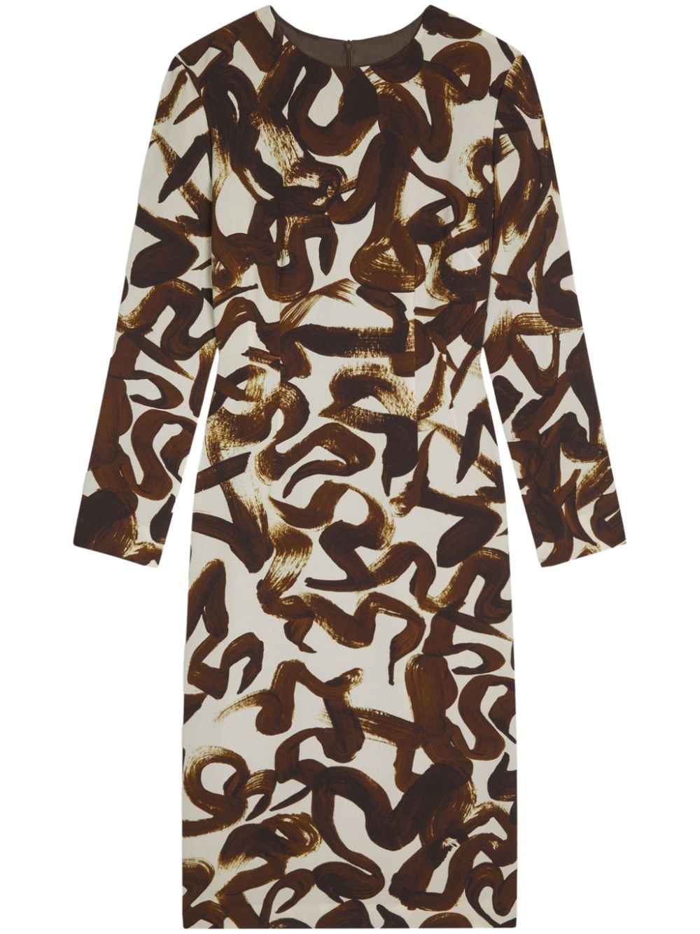 DRIES VAN NOTEN printed shift midi dress - Brown von DRIES VAN NOTEN