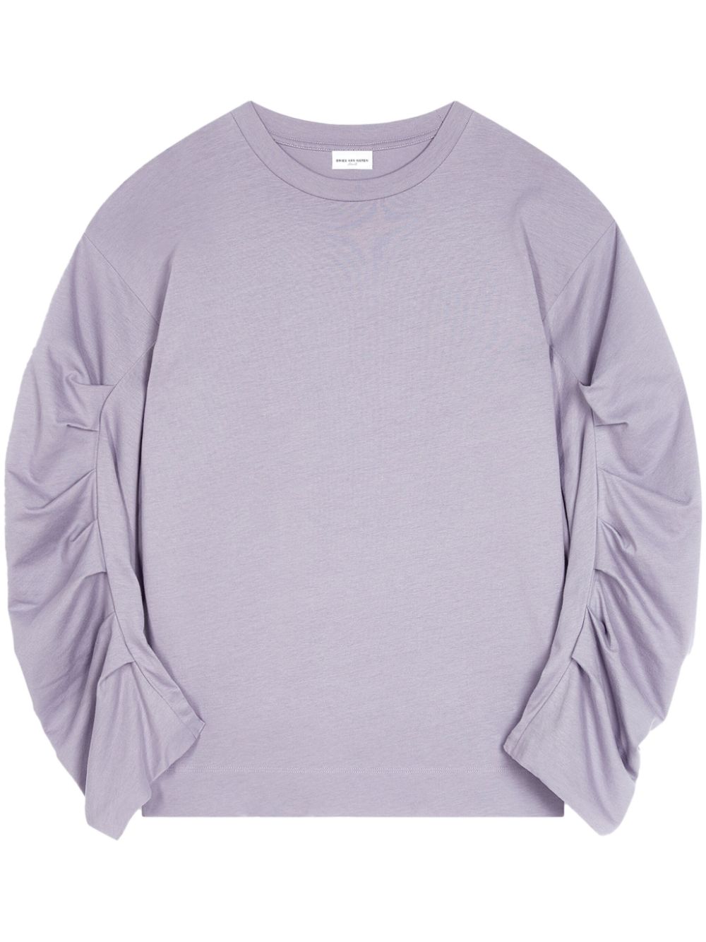 DRIES VAN NOTEN ruched-sleeve cotton T-shirt - Purple von DRIES VAN NOTEN