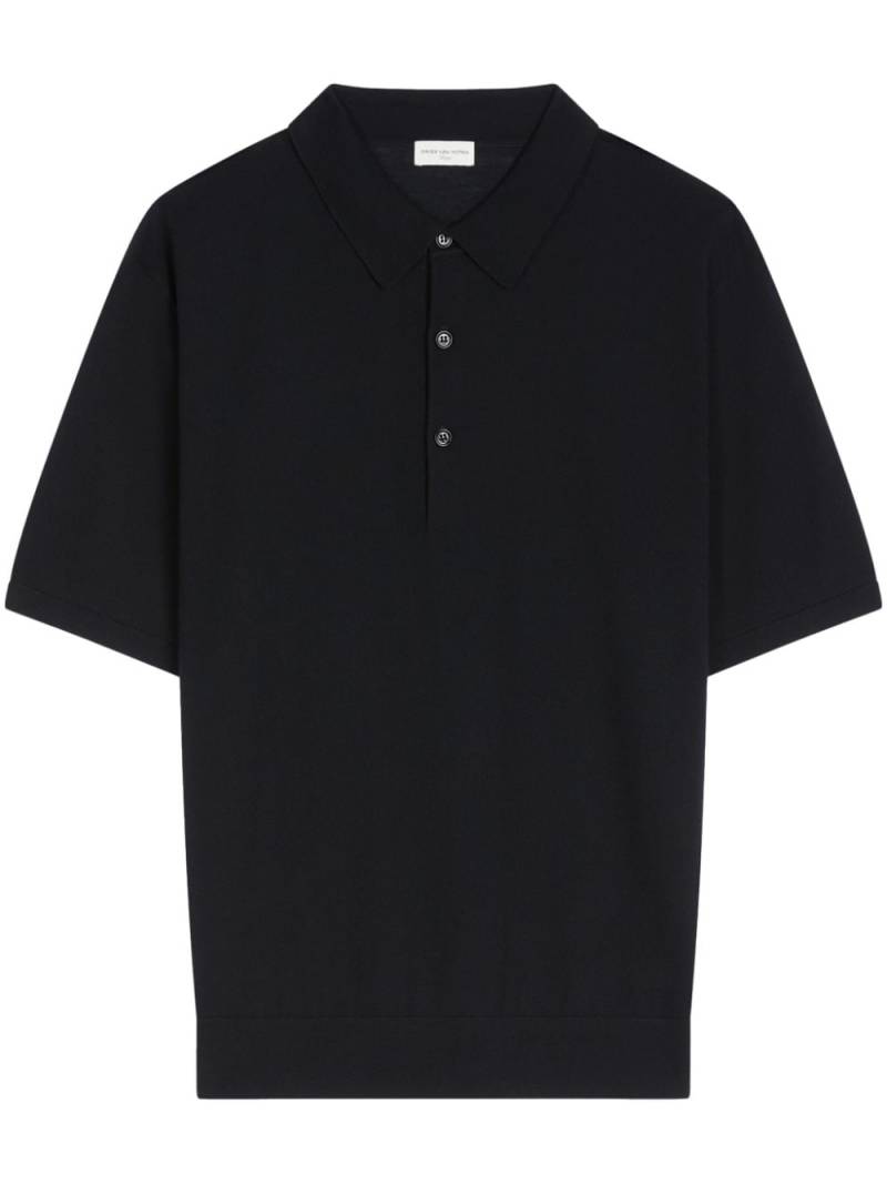 DRIES VAN NOTEN short-sleeve merino-wool polo shirt - Black von DRIES VAN NOTEN