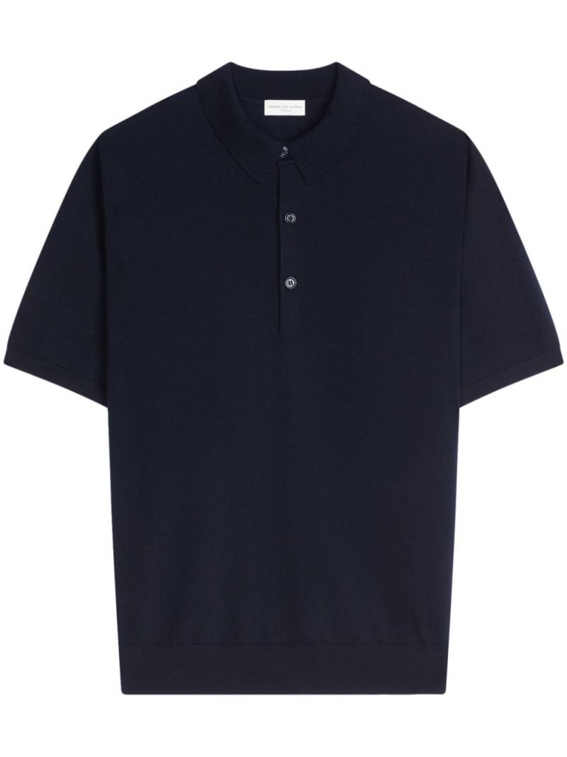 DRIES VAN NOTEN short-sleeve merino-wool polo shirt - Blue von DRIES VAN NOTEN