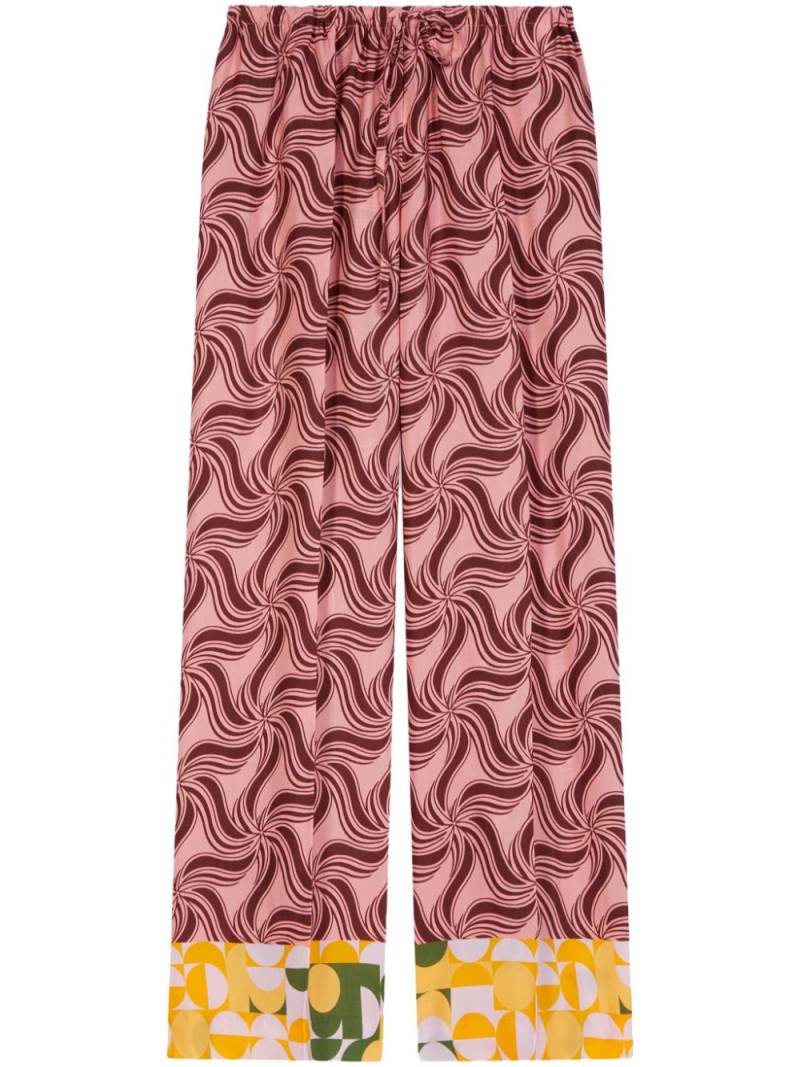 DRIES VAN NOTEN swirl-print wide-leg trousers - Pink von DRIES VAN NOTEN