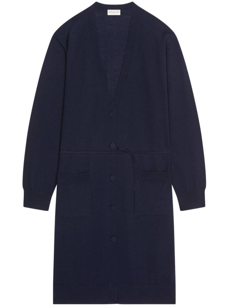 DRIES VAN NOTEN v-neck long cardigan - Blue von DRIES VAN NOTEN