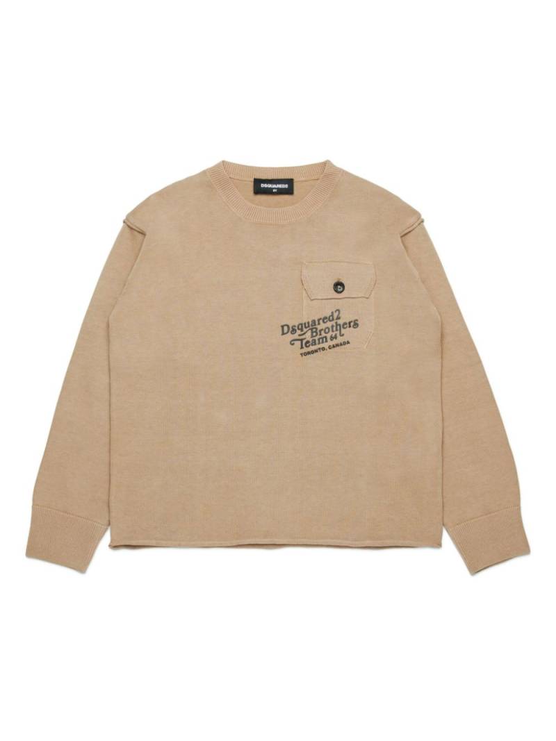 DSQUARED2 KIDS buttoned-detail sweatshirt - Neutrals von DSQUARED2 KIDS