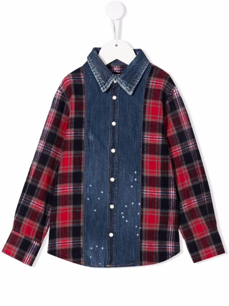 DSQUARED2 KIDS checked-panel denim shirt von DSQUARED2 KIDS