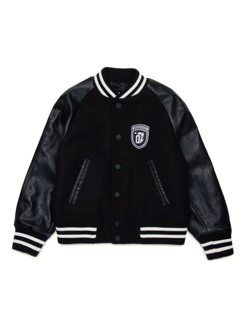 DSQUARED2 KIDS contrasting-fabric sleeves bomber jacket - Black von DSQUARED2 KIDS