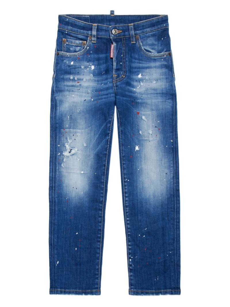 DSQUARED2 KIDS distressed paint-splattered jeans - Blue von DSQUARED2 KIDS