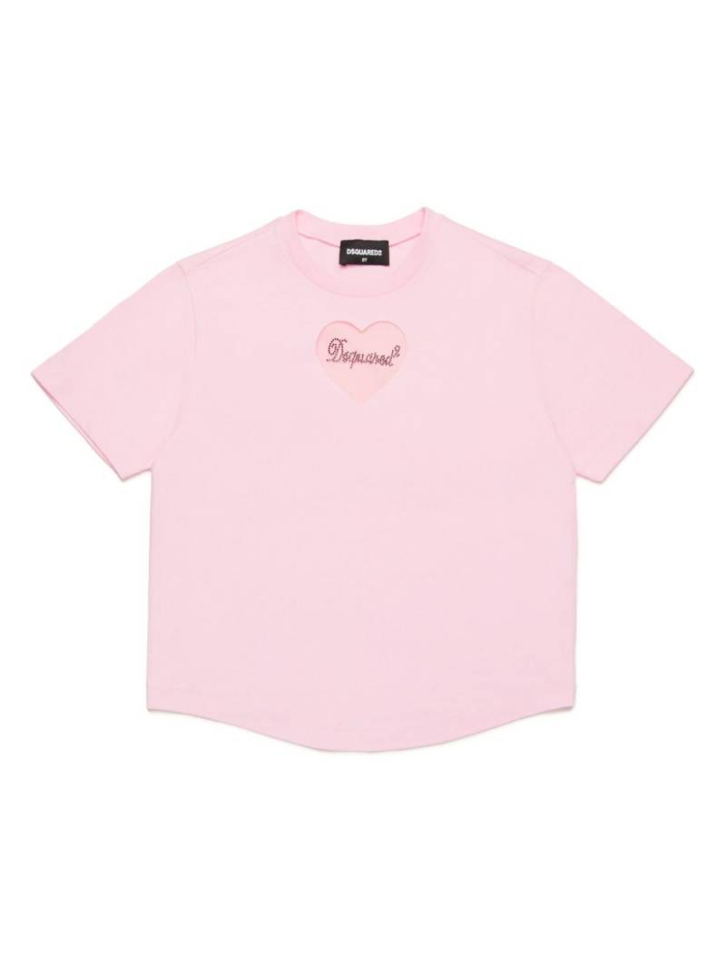 DSQUARED2 KIDS heart-appliqué cotton T-shirt - Pink von DSQUARED2 KIDS