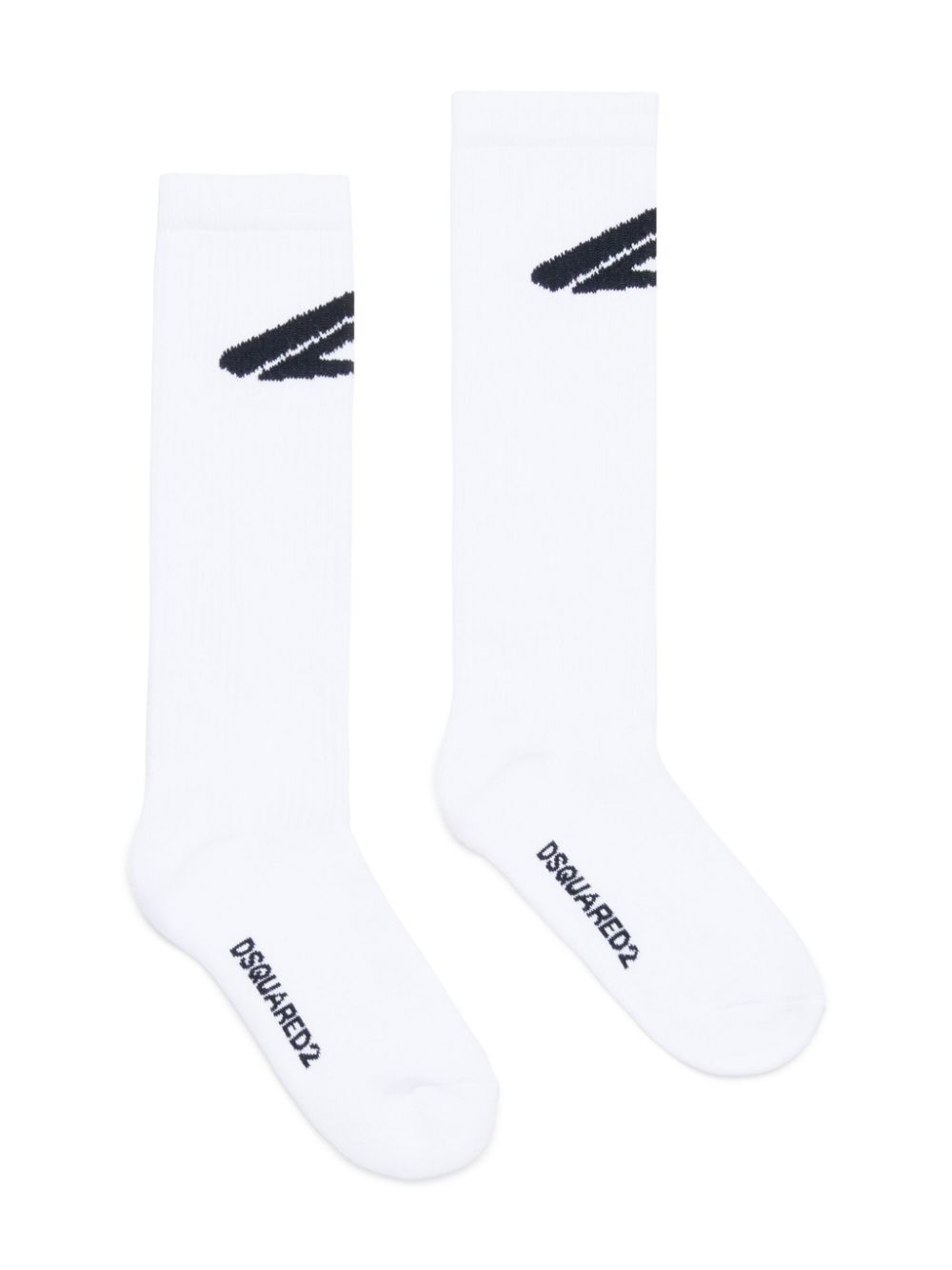 DSQUARED2 KIDS intarsia knitted-logo ribbed socks - White von DSQUARED2 KIDS